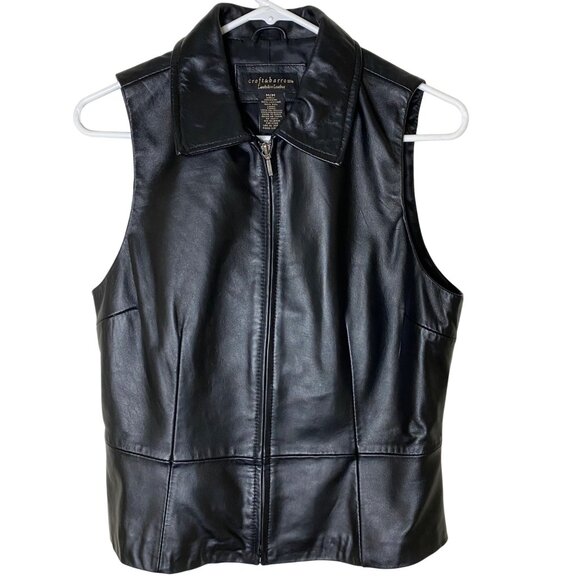 Croft & Barrow Lambskin Leather Vest Black Zip Front Biker Moto Minimalist M - Picture 1 of 7